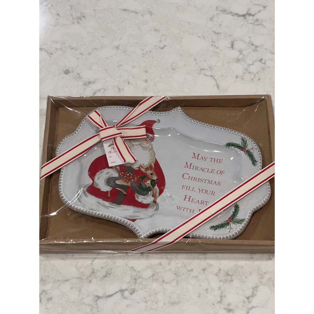 NEW in BOX Mudpie Santa & Deer Boxed‎ Platter